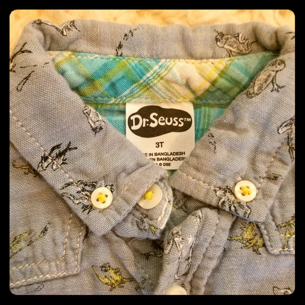 Dr. Suess One Fish Two Fish Linen Buttonup